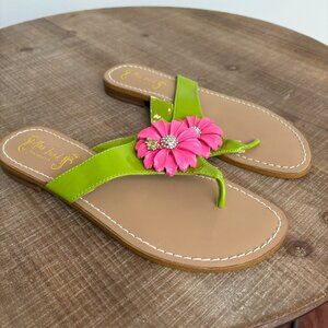 Miss Trish for Target Women's Size 8 Patent Leather Thong Sandals Flower Detail